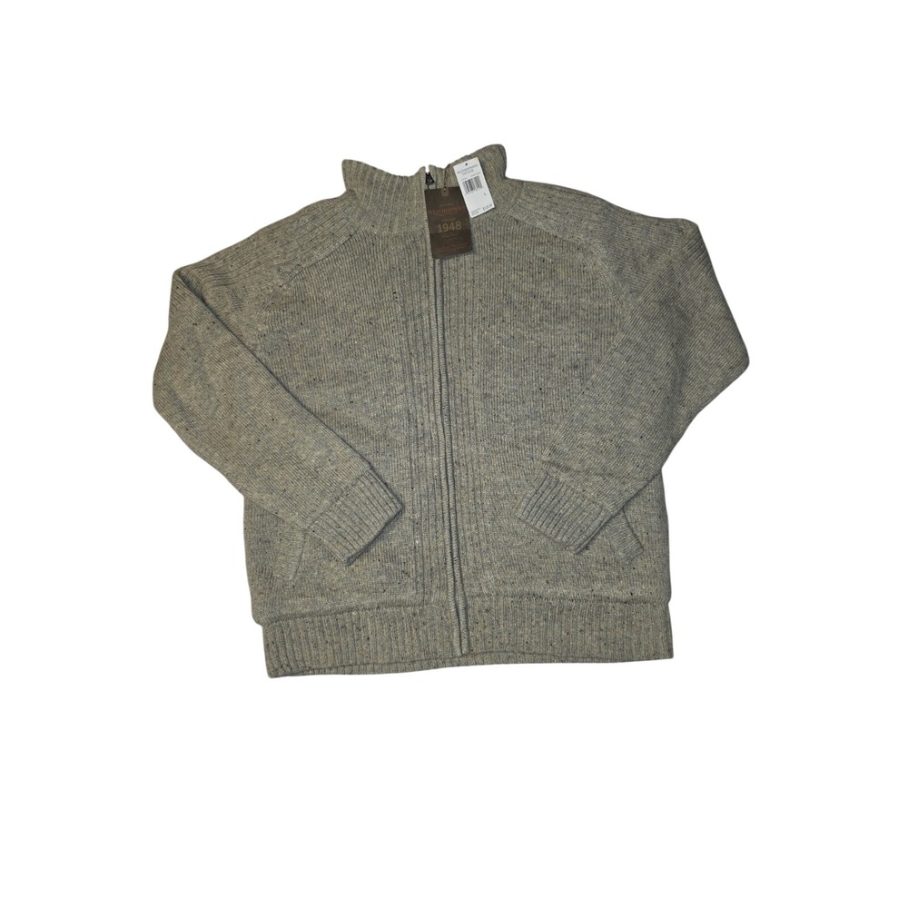 Weatherproof Vintage Fleece Lined Knit Cardigan Jacket Tan Granite Tweed Mens L